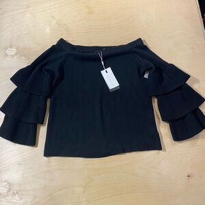 Endless Rose Black Knit Top Tiered Sleeve Medium (GS)